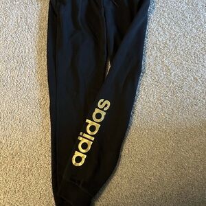 Adidas Kids Black and Gold Joggers